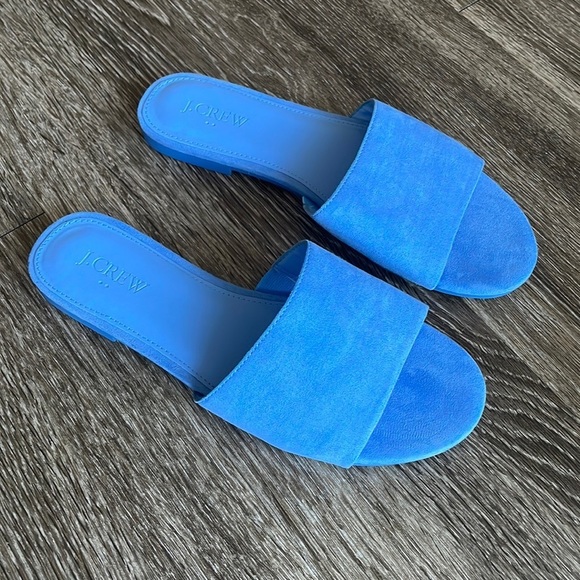J.‎ Crew Microsuede Single Strap Slides Periwinkle Blue 7 - Picture 1 of 6